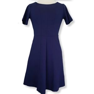 Ann Taylor Womens 0 Sheath Dress Navy Ponte Knit Sheath Knee Length Short Sleeve